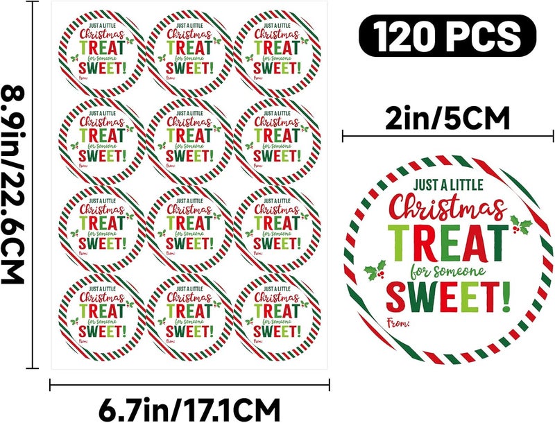 Alynta Christmas Gift Tags Stickers - 2 Inch Holiday Stickers 120Pcs Large Round Christmas Card Sticker Labels Xmas Sticker for Envelope Seals Card Ornament (Red and Green) - Image 2